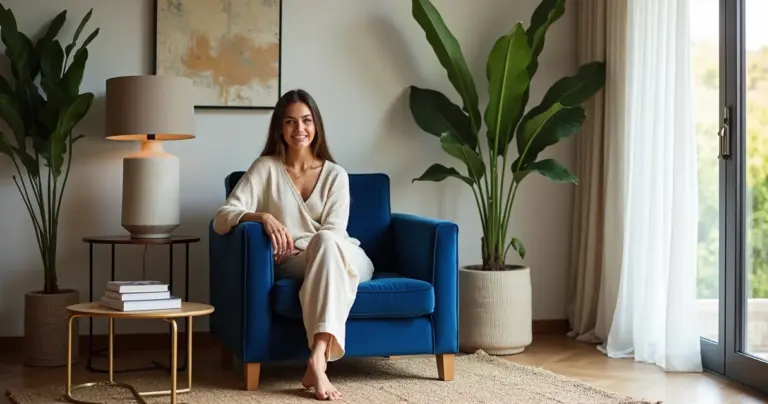 18 Ideias de Decoração de Sala com Poltrona Azul que Vão Transformar Seu Espaço