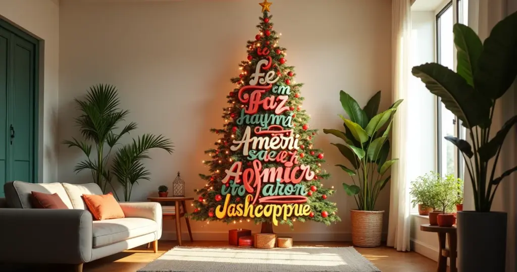 12 Ideias de Árvore de Natal com Palavras que Vão Transformar Sua Decoração 12 Ideias de Árvore de Natal com Palavras que Vão Transformar Sua Decoração