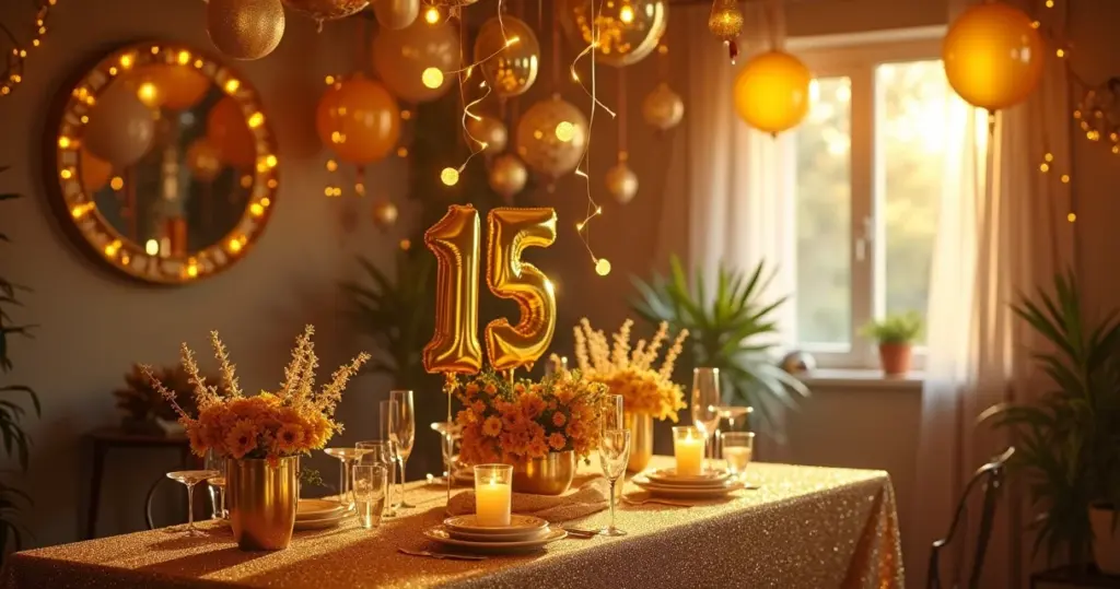 27 Ideias de Decoração 15 Anos Dourado que Vão Brilhar na Sua Festa