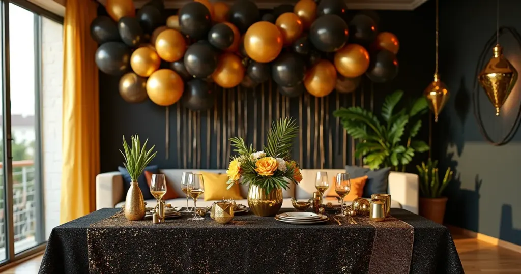 27 Ideias de Decoração Aniversário Preto e Dourado (Até Para Orçamento Apertado)