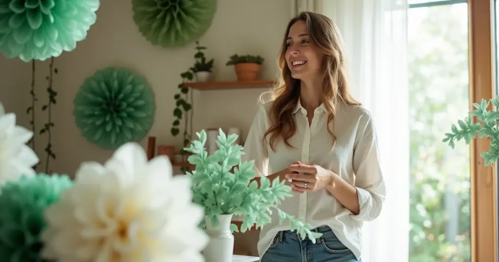 8 Ideias de Decoração com Papel Crepom Verde e Branco que Custam Menos de R$ 50