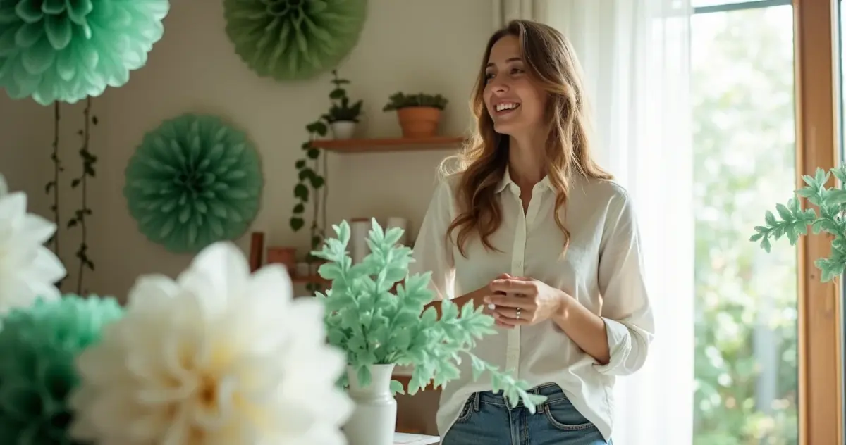 8 Ideias de Decoração com Papel Crepom Verde e Branco que Custam Menos de R$ 50