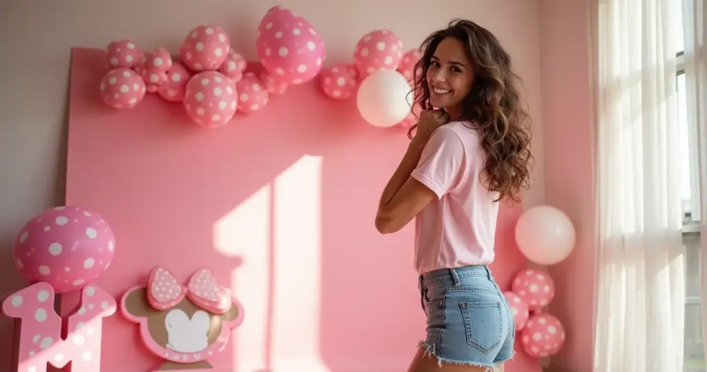 15 Ideias de Decoração da Minnie Rosa Simples com TNT para Festa Barata