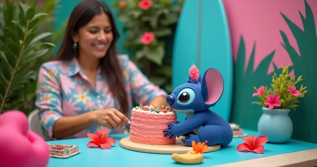 27 Ideias de Decoração de Aniversário do Stitch com Paleta Tropical