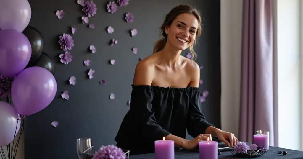 18 Ideias de Decoração de Aniversário Roxo e Preto Simples e Barata