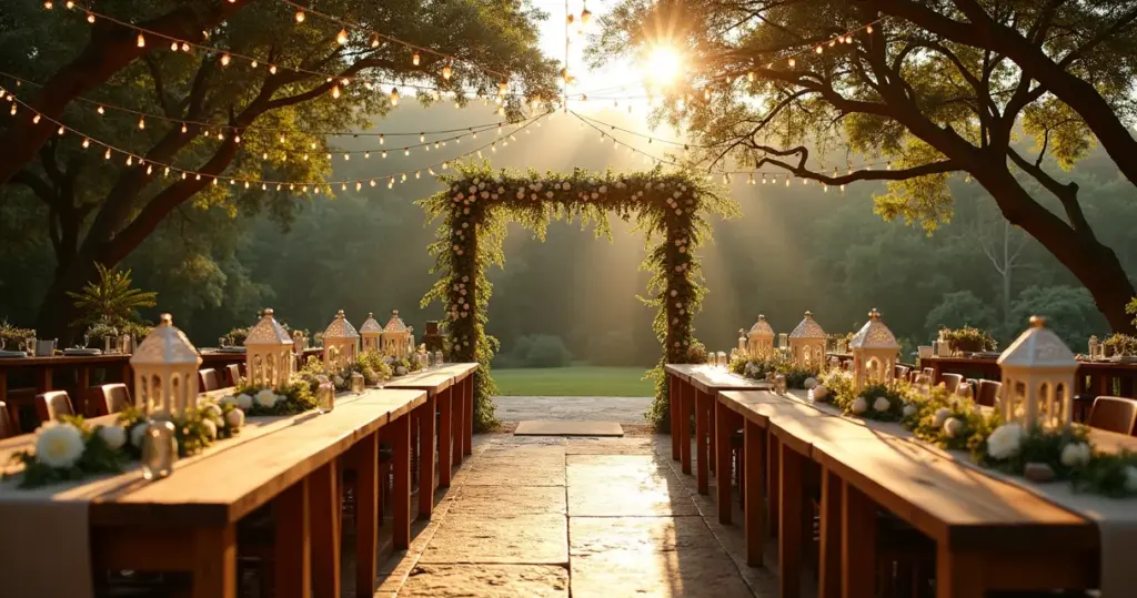 27 Ideias de Decoração de Casamento ao Ar Livre Rústico que Criam Atmosfera