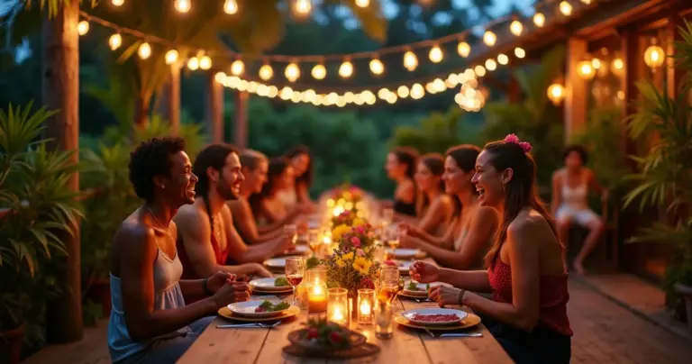27 Ideias de Decoração de Festa ao Ar Livre à Noite que Criam Magia