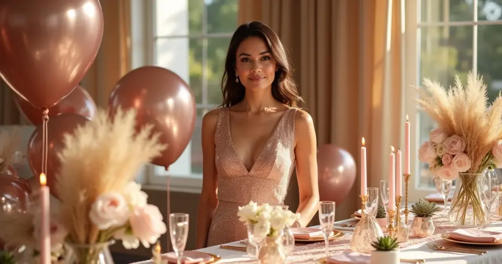 15 Ideias de Decoração de Festa Rose Gold e Dourado (Com Proporção Certa)