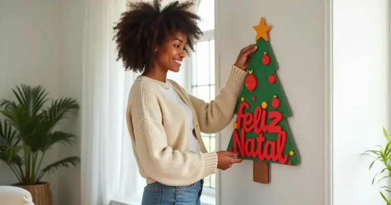 Decoração de Natal em EVA para parede: faça sem furar e gastar pouco Decoração de Natal em EVA para parede: faça sem furar e gastar pouco
