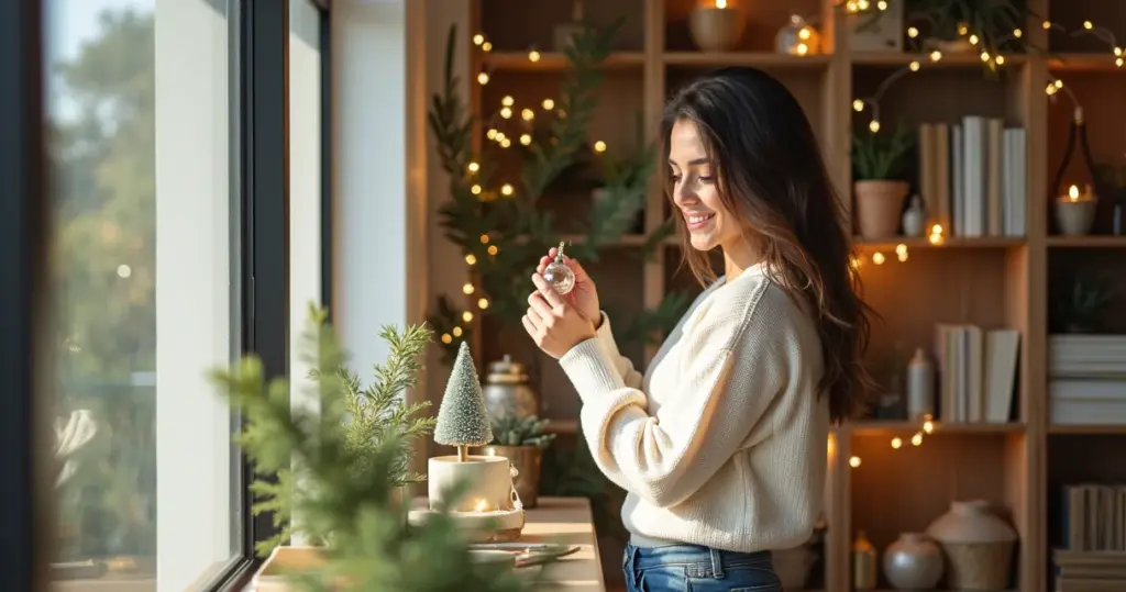 23 Ideias de Decoração de Natal para Estante com o que Você Já Tem