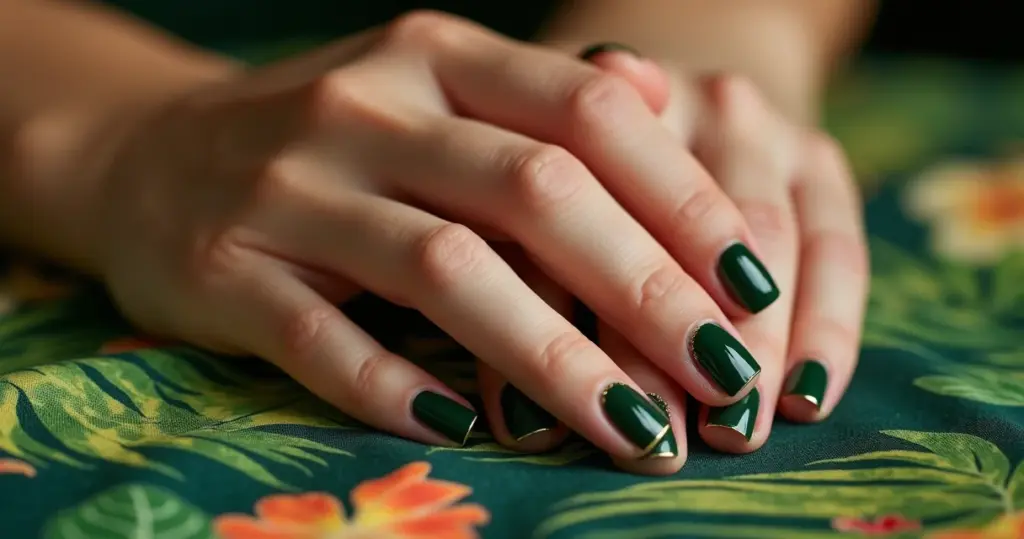 18 Ideias de Decoração de Unha em Gel Verde Militar para Você Copiar Agora