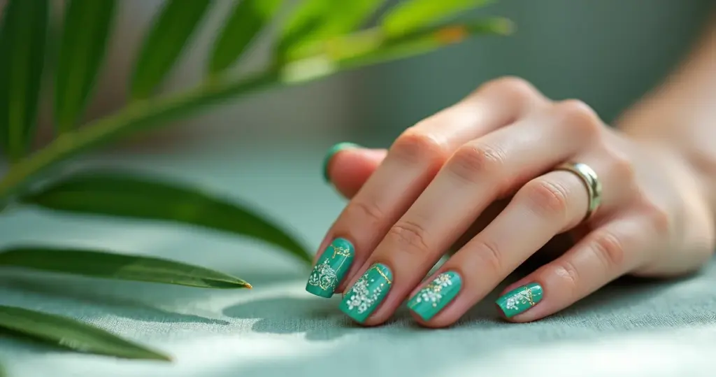 27 Ideias de Decoração de Unha Verde Água que Transformam Seu Look