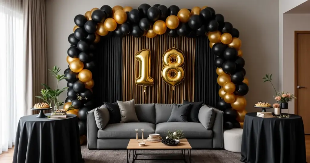 18 Ideias de Decoração Festa 18 Anos Feminina Simples Preto e Dourado