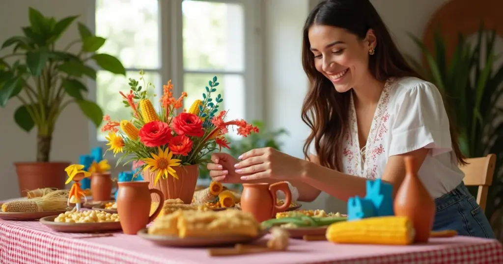 12 Ideias de Mesa Decoração Mesa Festa Junina EVA que Economizam