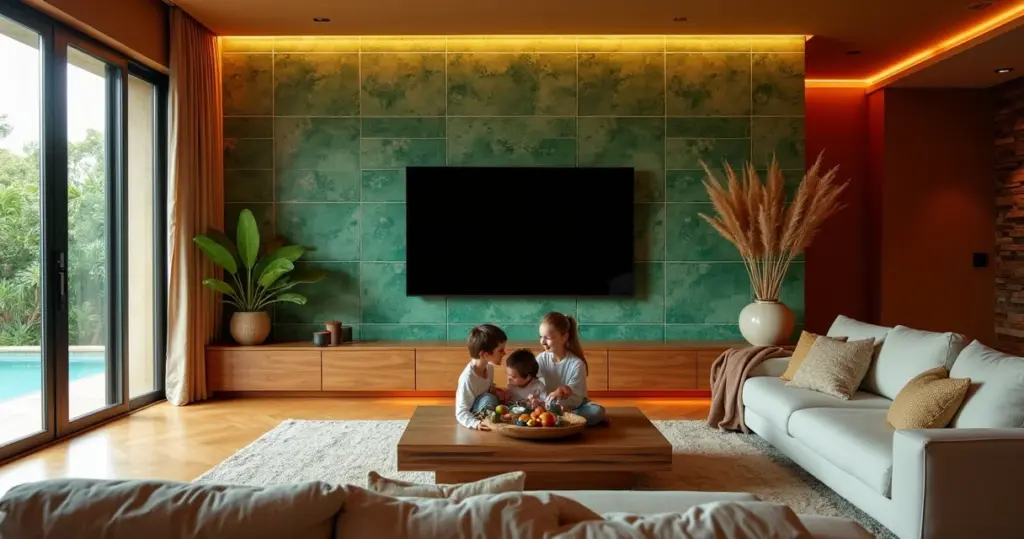 Porcelanato na Parede da Sala TV: Ideias e Como Escolher