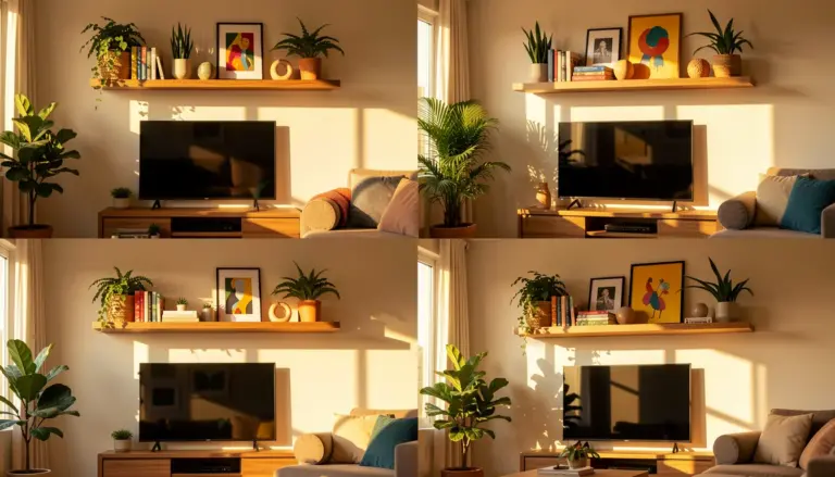 35 Ideias de Prateleira em Cima da TV na Sala para Decorar com Estilo