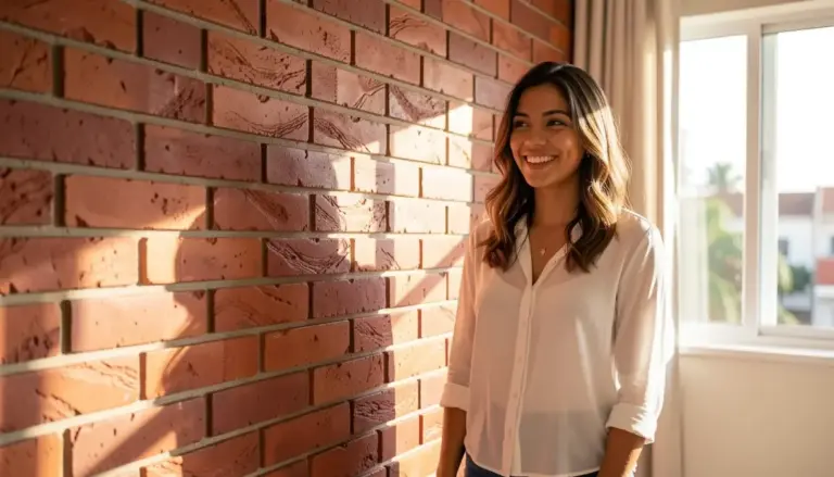 Alternativa Barata Para Parede De Tijolinho Aparente Usando Papel De Parede Texturizado