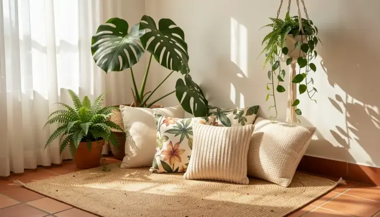 36 Ideias de Como Combinar Almofadas e Plantas em Fotos Caseiras