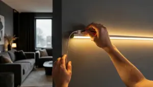 Como Iluminar Sala Cinza e Preto Sem Perder o Charme: 3 Camadas Essenciais