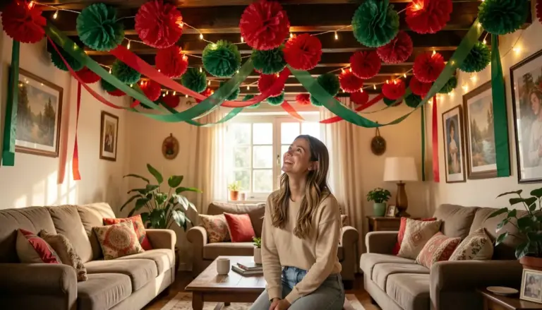 32 Ideias de Decoração de Natal com TNT no Teto Gastando Pouco 32 Ideias de Decoração de Natal com TNT no Teto Gastando Pouco