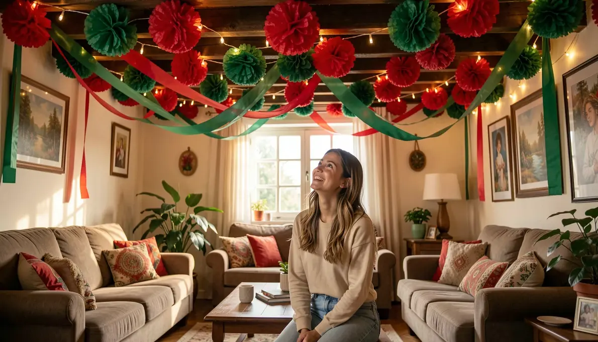 32 Ideias de Decoração de Natal com TNT no Teto Gastando Pouco