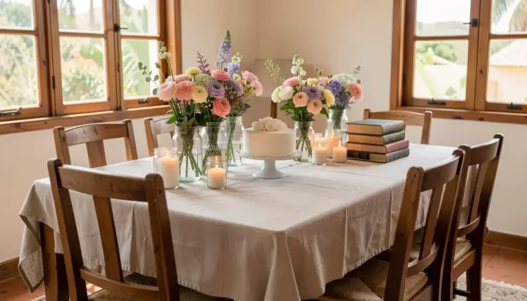 33 Ideias Baratas Para Decorar a Mesa do Bolo de Casamento em Casa