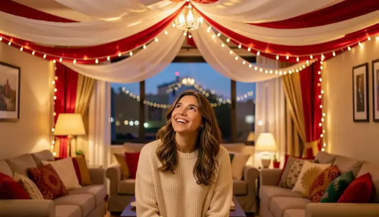 41 Ideias de Natal com TNT no Teto e Luzes que Encantam 41 Ideias de Natal com TNT no Teto e Luzes que Encantam