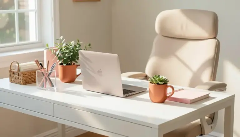 45 Ideias de Organização Funcional para Mesa de Escritório Feminino
