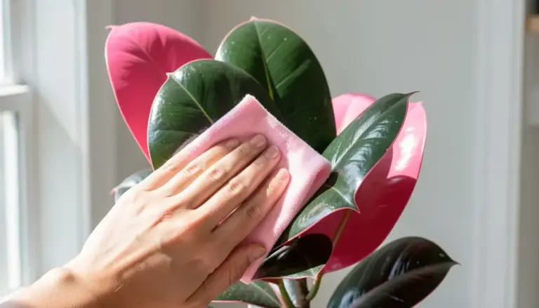 Truque Caseiro Para Dar Brilho nas Folhas do Ficus Elastica Rosa