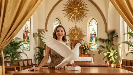 Decoração Espírito Santo Igreja: A Pomba Branca e o Resplendor Dourado como Foco da Liturgia