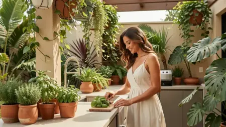 Decoração para espaço gourmet com plantas: 15 ideias fáceis para copiar